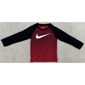 Nike Boys 6 "Way Too Fast" Red/Black Dri Fit Long Sleeve